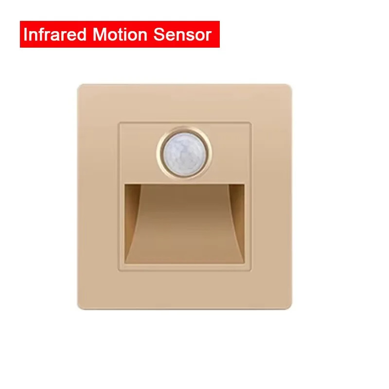 Infrared Motion Sensor Stair Lights Indoor Outdoor Stair Step Wall Lamp 3W Reces