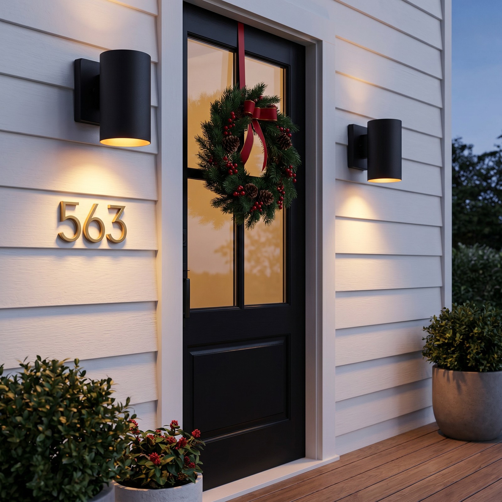 2 Pack 7» Outdoor Wall LED Light Modern Black Porch Sconce Mount Metal Fixture