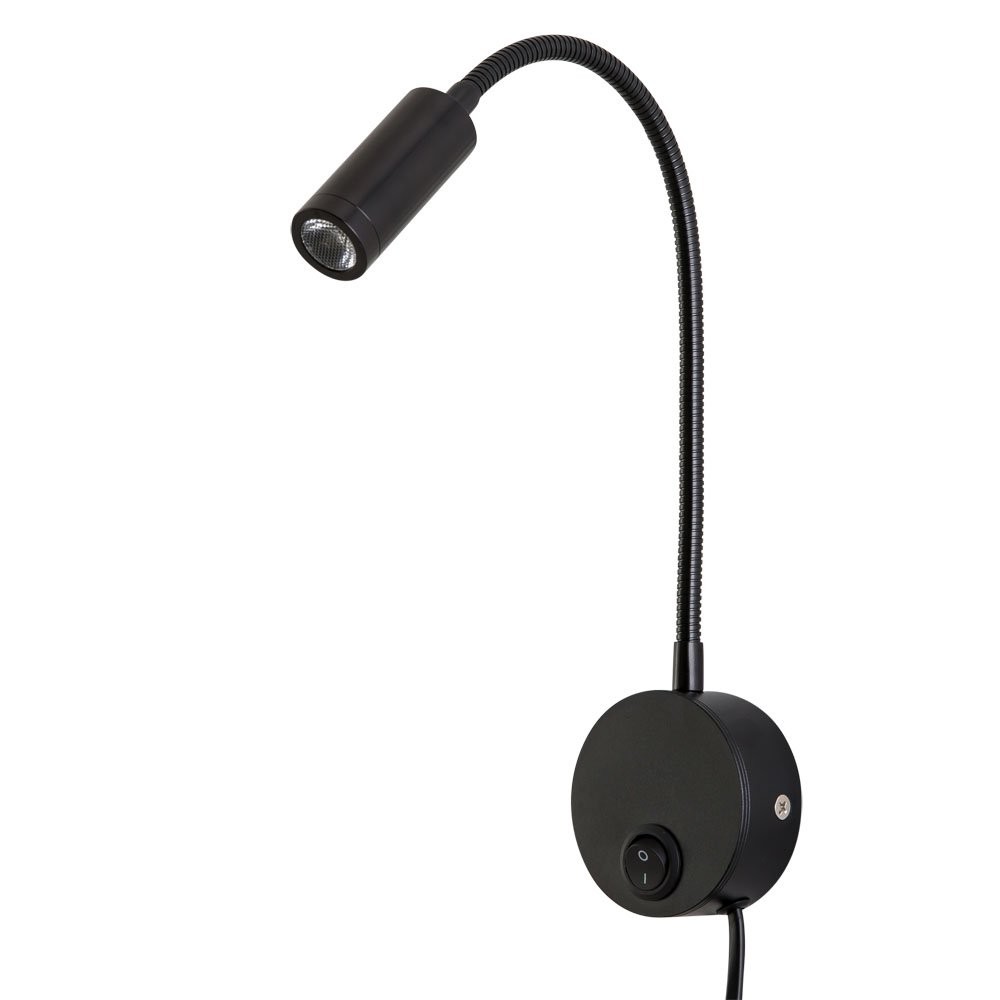 Wall Mounted Reading Light Sconces Lamp 3W Warm White 3000K Plug Cord Black F…