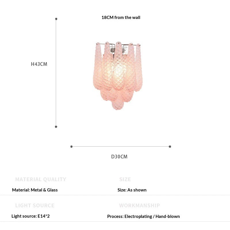 Clear White, Dreamy Pink, Fresh Blue Handmade Glass Wall Lamp