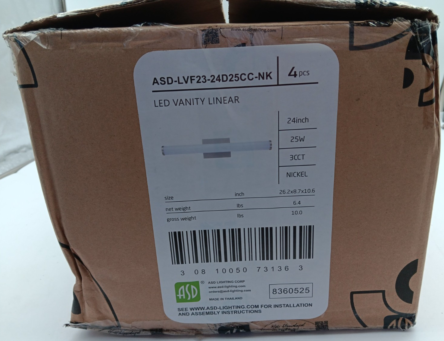 LED VANITY LINEAR | ASD-LVF23-24D25CC-NK | NICKEL | 24in | 25W | 4PCS
