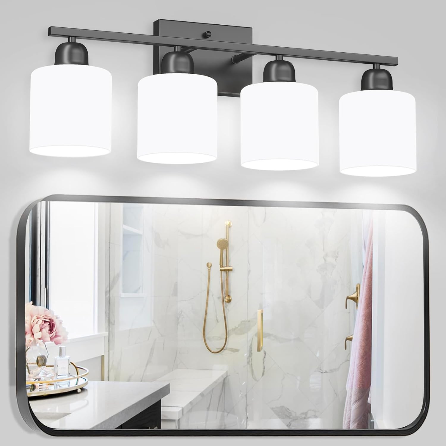 Brushed Nickel Bathroom Light, Anti-Rust Finish 2 Light Bathroom Vanity Light Br