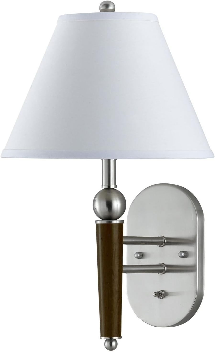 Cal Lighting Brushed Steel & Espresso Wall Lamp, UL Listed, Touch Control, Easy