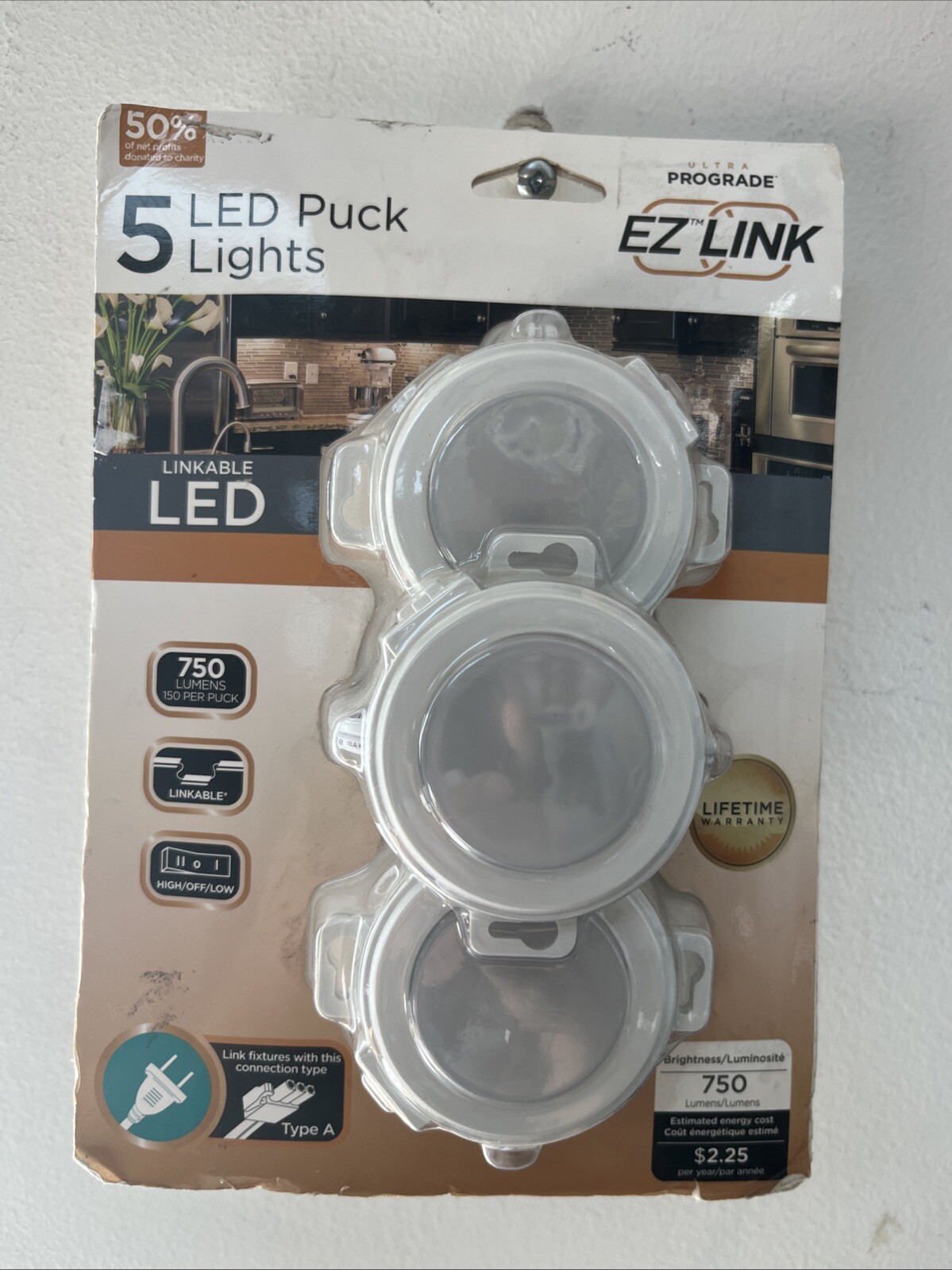 EZ Link Linkable Plug-in LED White Puck Light with High/Low Switch (5-Pack)