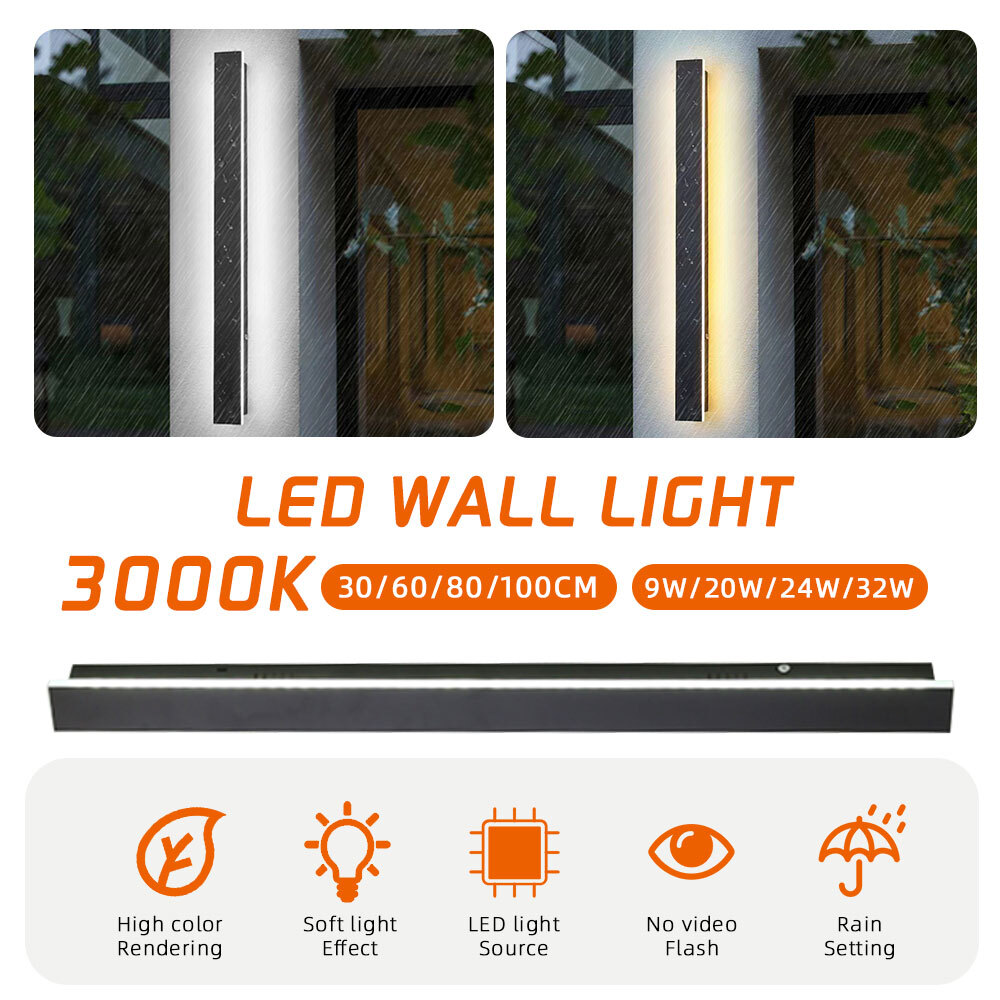 LED Modern Long Wall Sconce Waterproof Outdoor Home Lamp Light Sconce Exterior