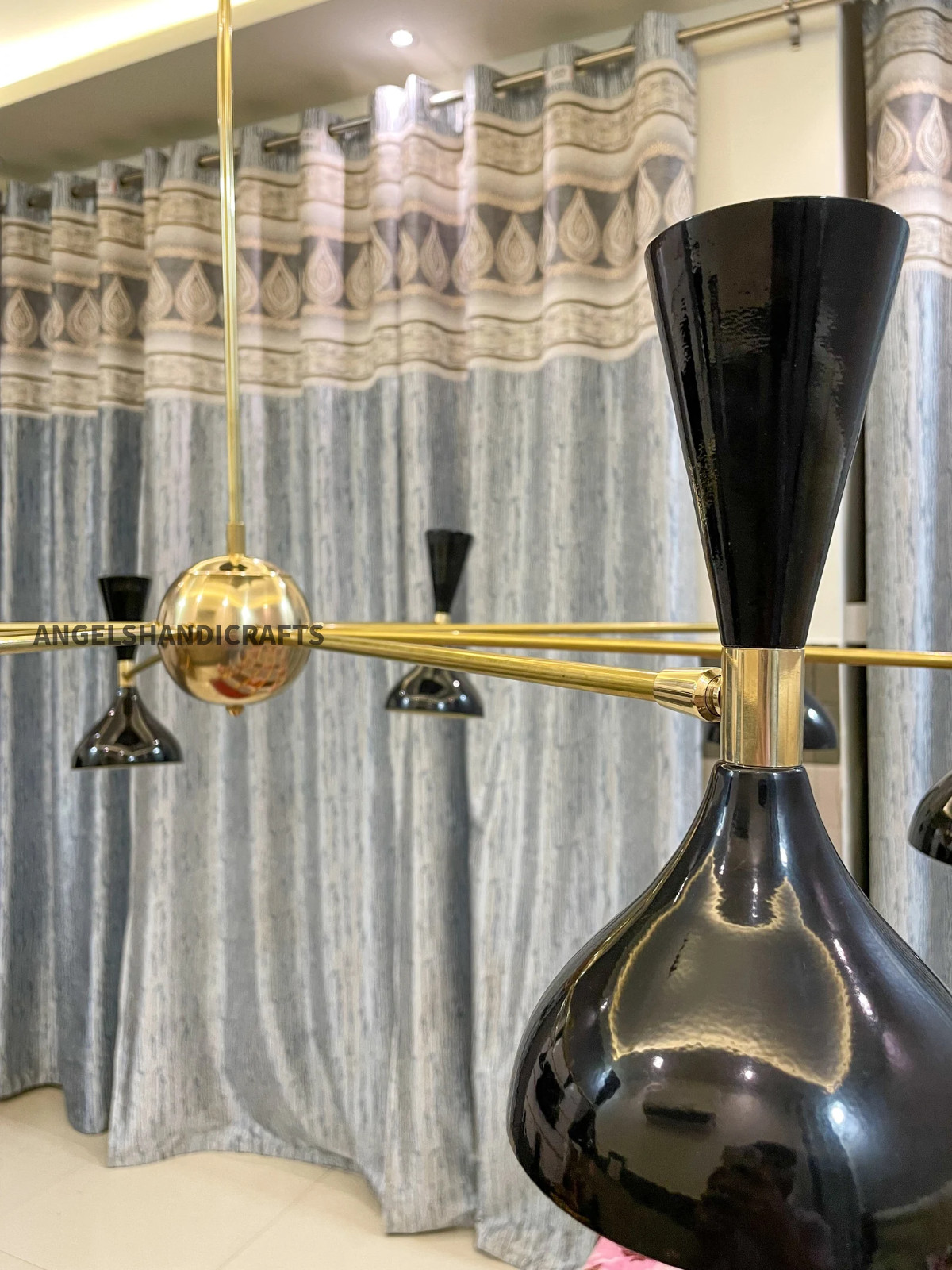 8 Arm Handmade Brass Chandelier: Sputnik Pendant Ceiling Light For Bedroom