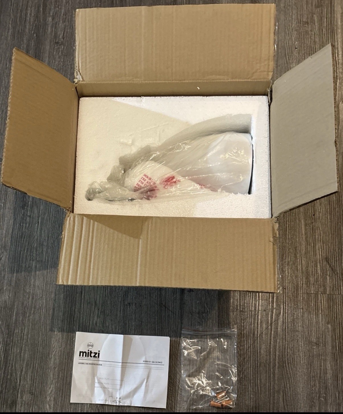 Mitzi H308101-WH Gia Modern Aged Brass / White Wall Lamp 12 1/2” NIB