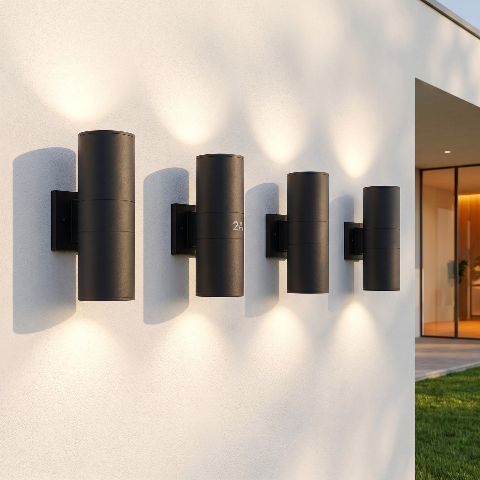 4 Pack 12 inch Porch Modern Black Metal Outdoor Wall Light Sconce Mount Fixture