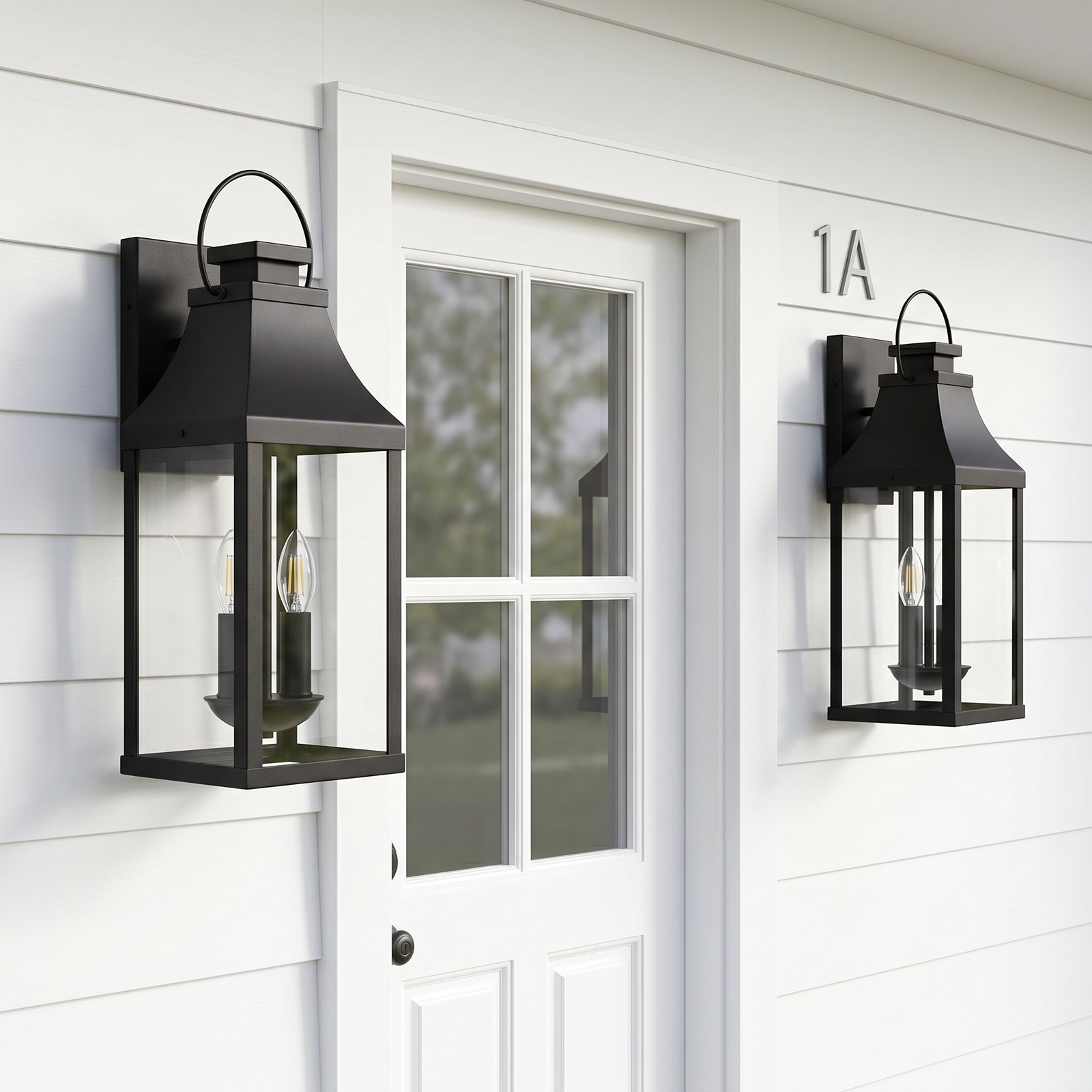 2 Pack 20″ Outdoor Wall LED Light Black Exterior Lantern Sconce Porch Fixture