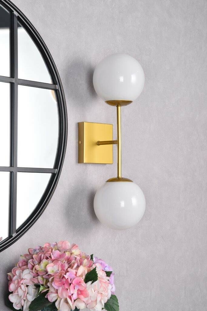 Wall Sconce 2 Light Fixture Glass Shades Dining Room Bedroom or Bathroom 20″