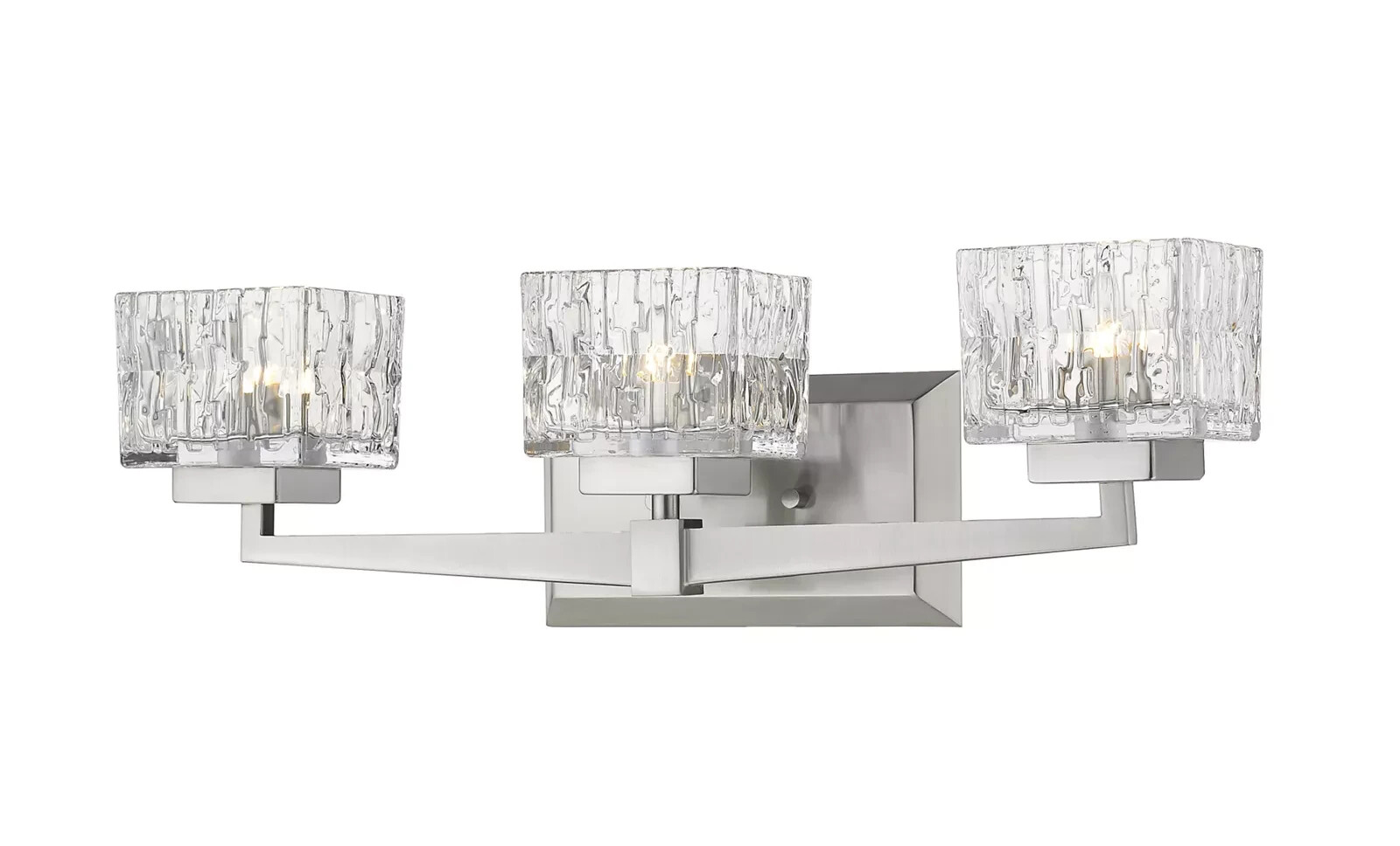 Z-Lite 1927-3V-BN Rubicon 22″W Vanity Lights w/textured glass, Brushed Nickel