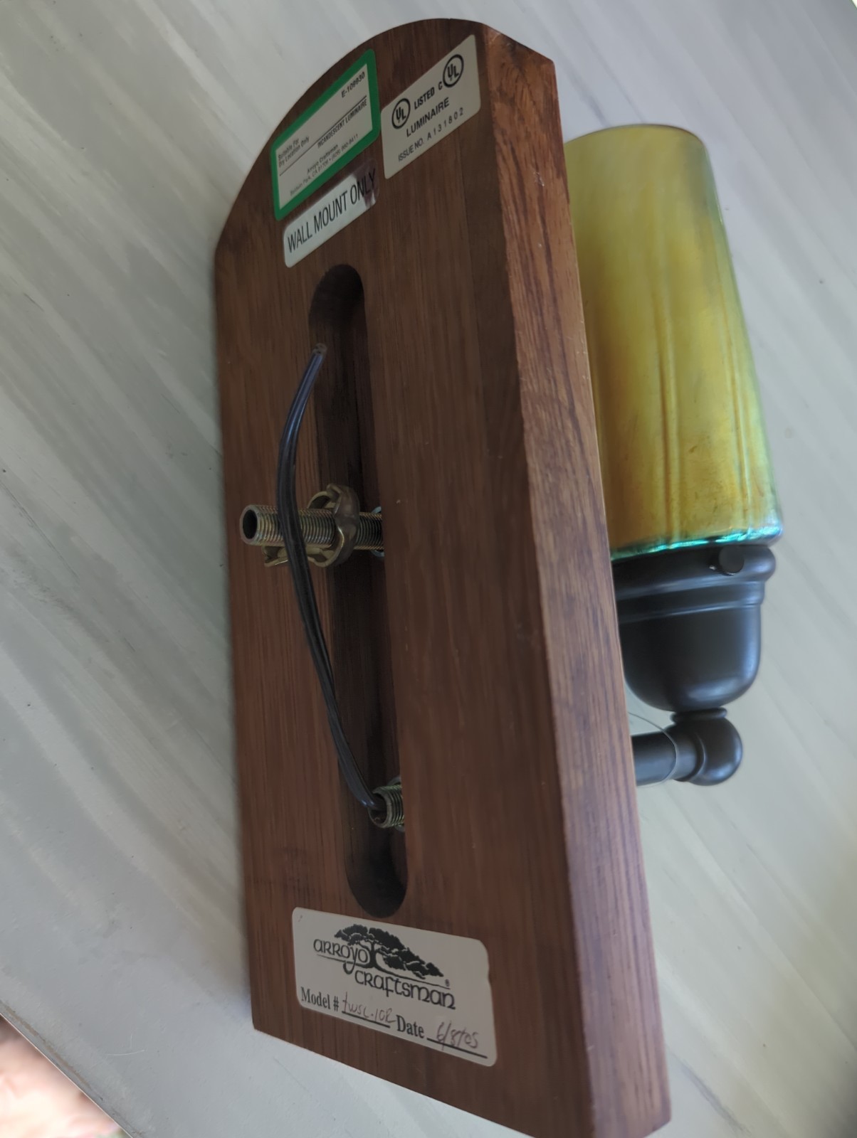 Vintage Style Green/Gold Wall Sconce, Antique Bronze, Wall Lamp, Originally $434
