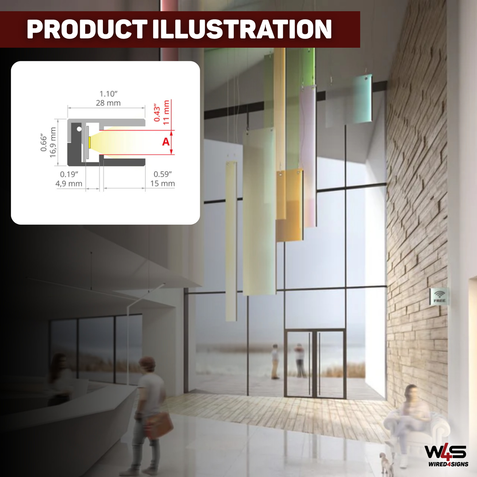 Wired4Signs LED Profile Extrusion Klus KRAV-05IN Edge-Lit Glass Panels Aluminum