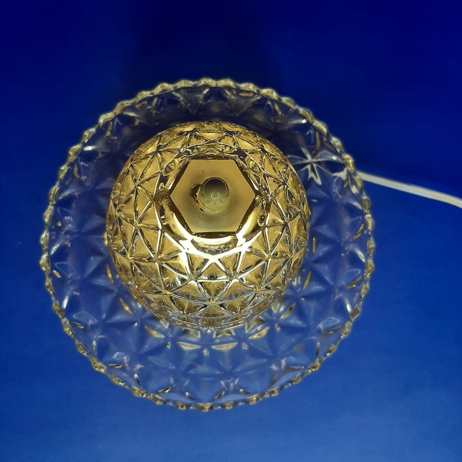 MCM Glass Fairy Lamp Light Fixture Porch Wall Table Cord Vintage