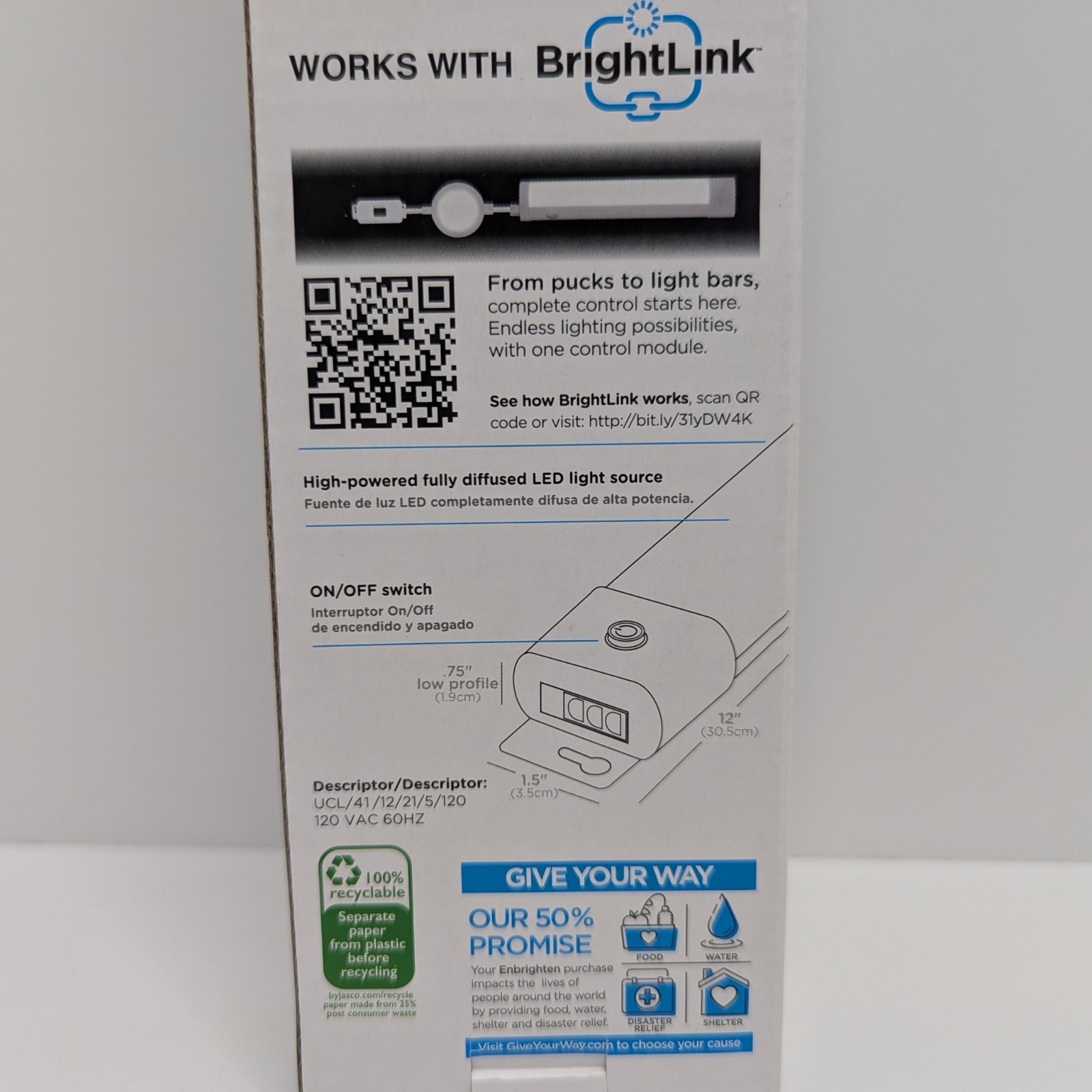 Jasco Enbrighten LED Plug-In Linkable Light Fixture 12″ 355 Lumens 3000K
