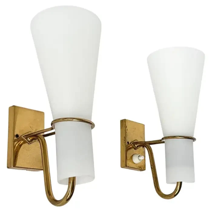 Single pice Colombocreationz Wall Lamps Brass & Glass India 1950s