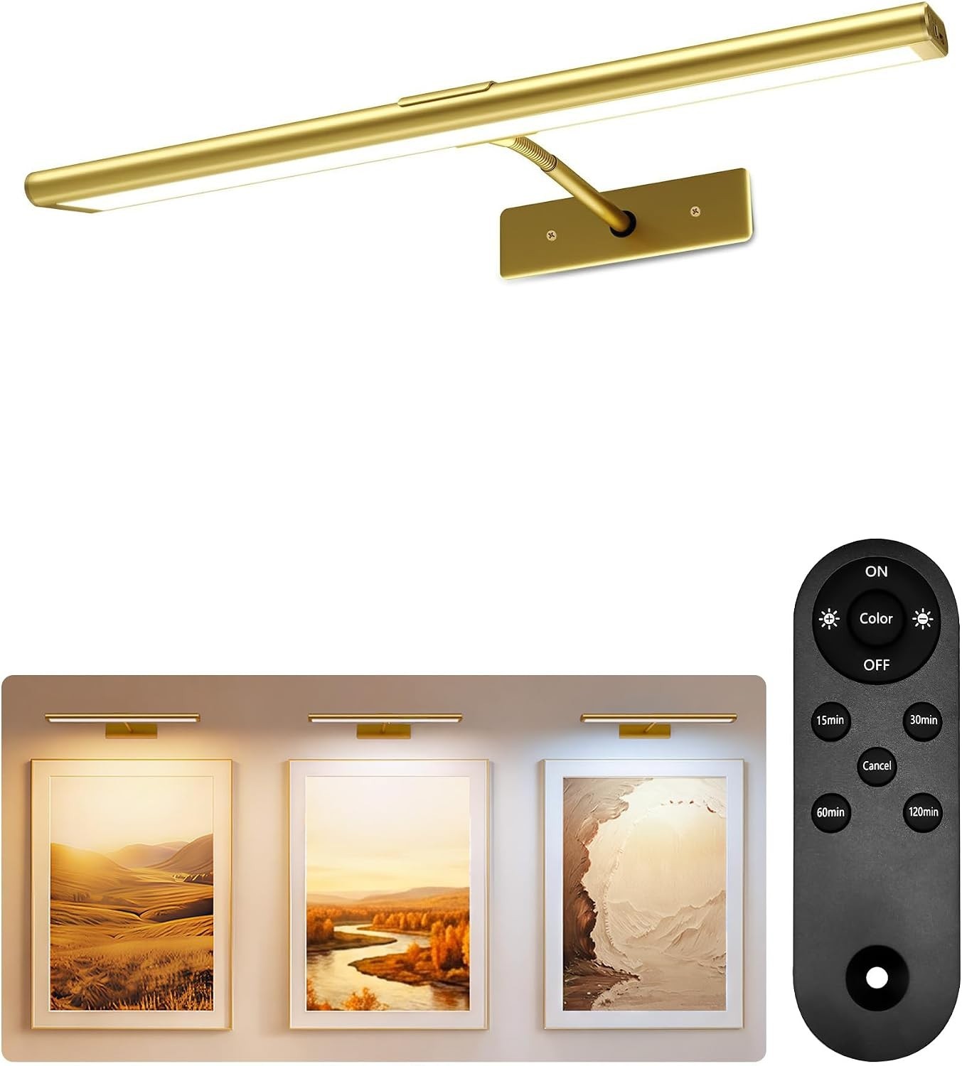Stylish 16» Gold Dimmable LED Wall Light with Remote Control – Art Lighting