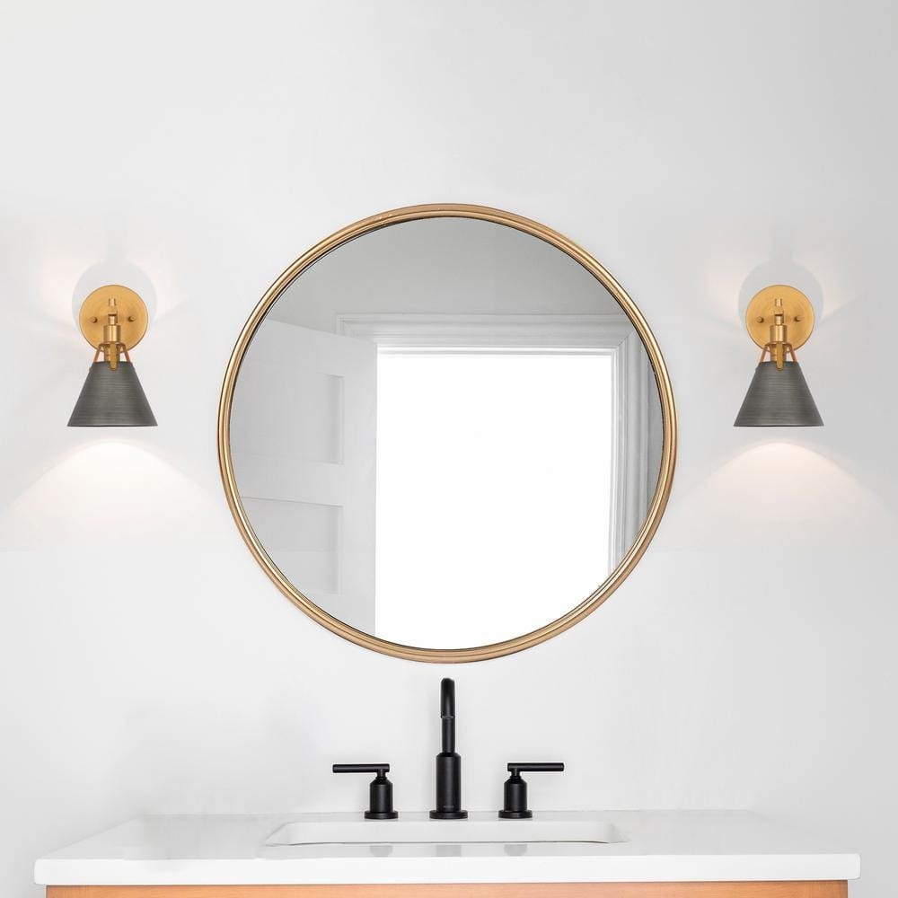 ​LNC 6″ Brushed Vintage Gold Bell Vanity Light Gray Metal Wall Sconce​