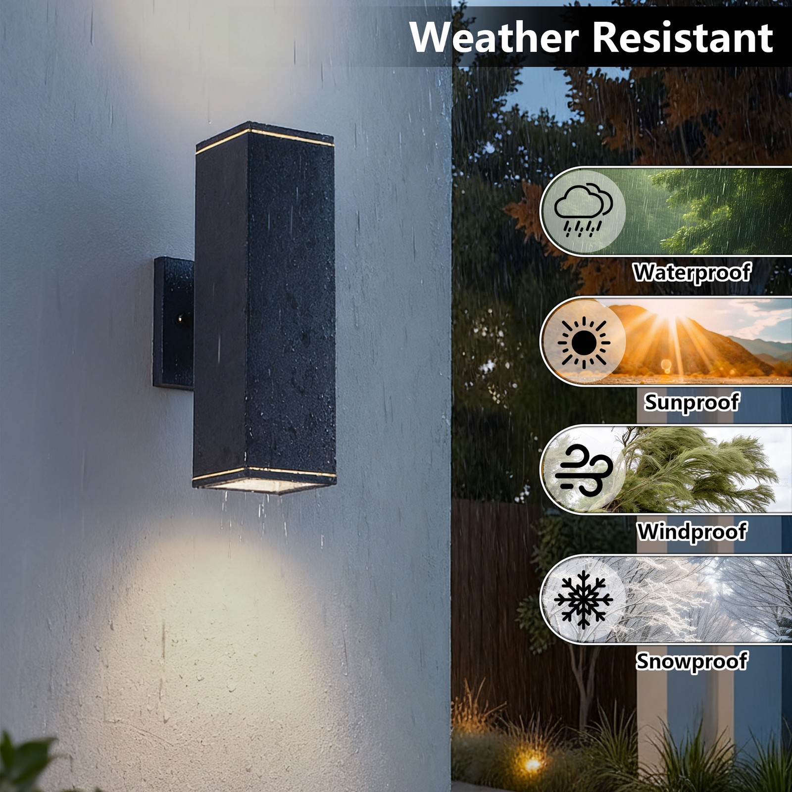 2 Pack 12″ Outdoor Porch Wall Light Up Down Aluminum Waterproof Exterior Sconce