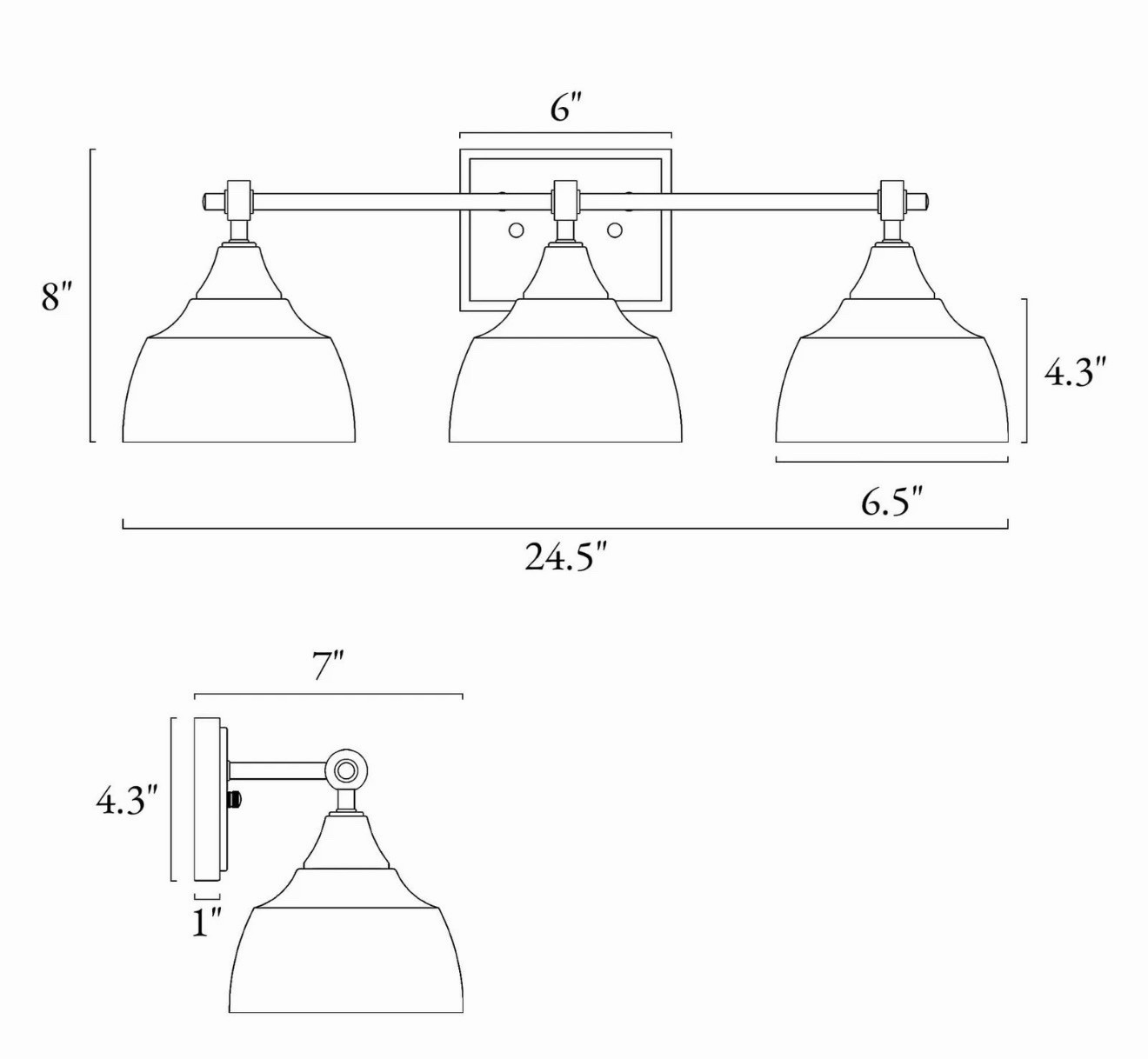 LCN Modern 3-Light Vanity Light with Clear Bell Glass Shades 24.5″ A05093. 2i