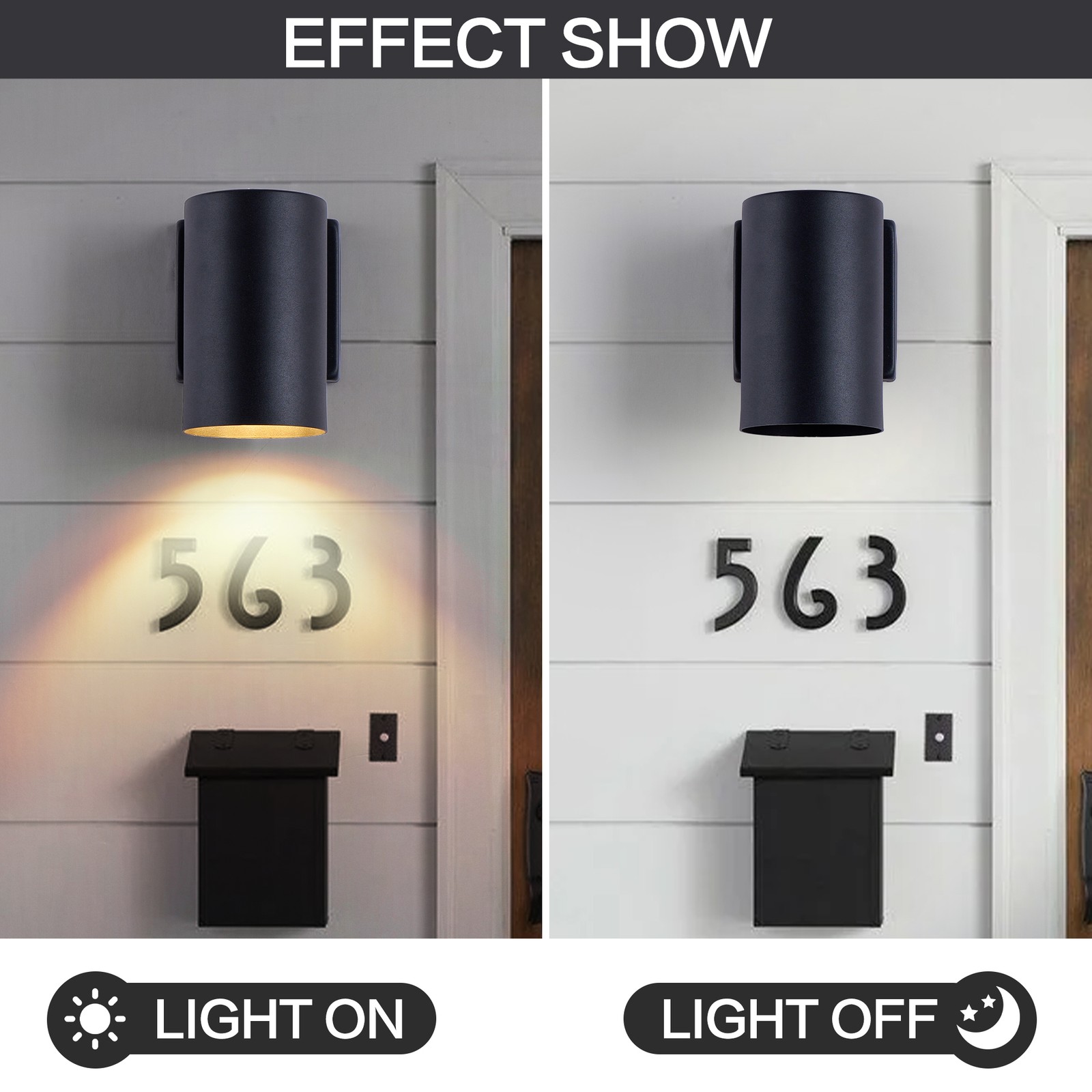 2 Pack 7» Outdoor LED Wall Light Modern Black Porch Sconce Mount Metal Fixture