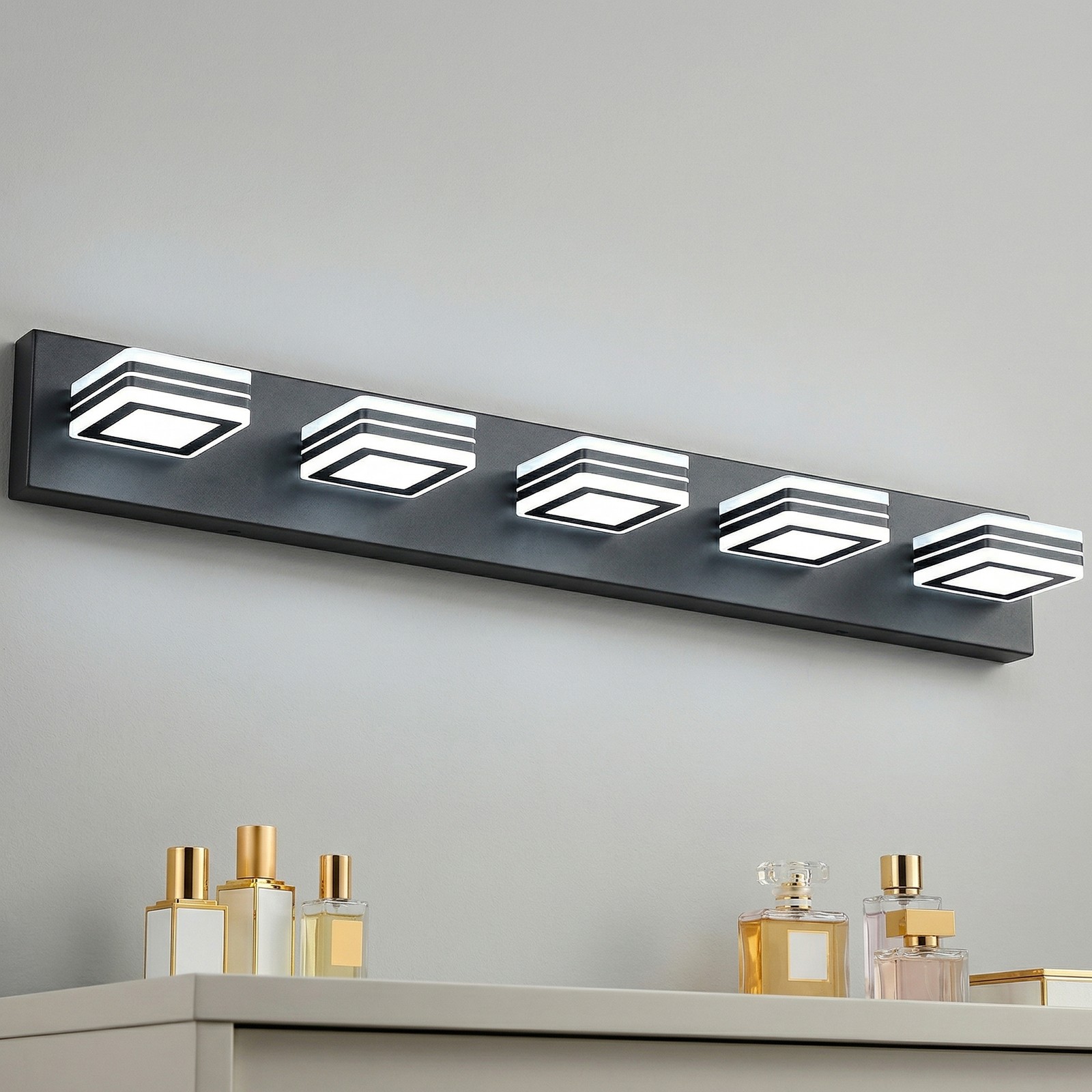 Arlgsite LED Modern Bathroom Vanity Light Fixtures (5-Light,32-Inch) Matte Black