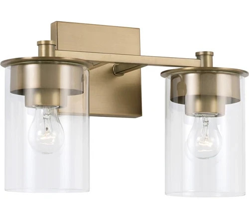 HomePlace 146821AD-532 Mason Vanity, 2-Light 200 Total Watts, Aged Brass