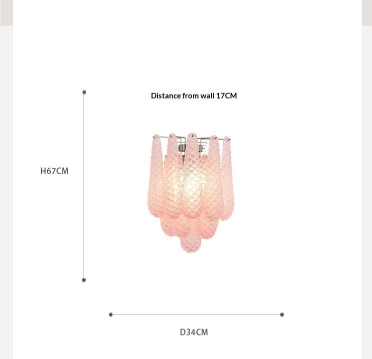 Clear White, Dreamy Pink, Fresh Blue Handmade Glass Silver Wall Lamp