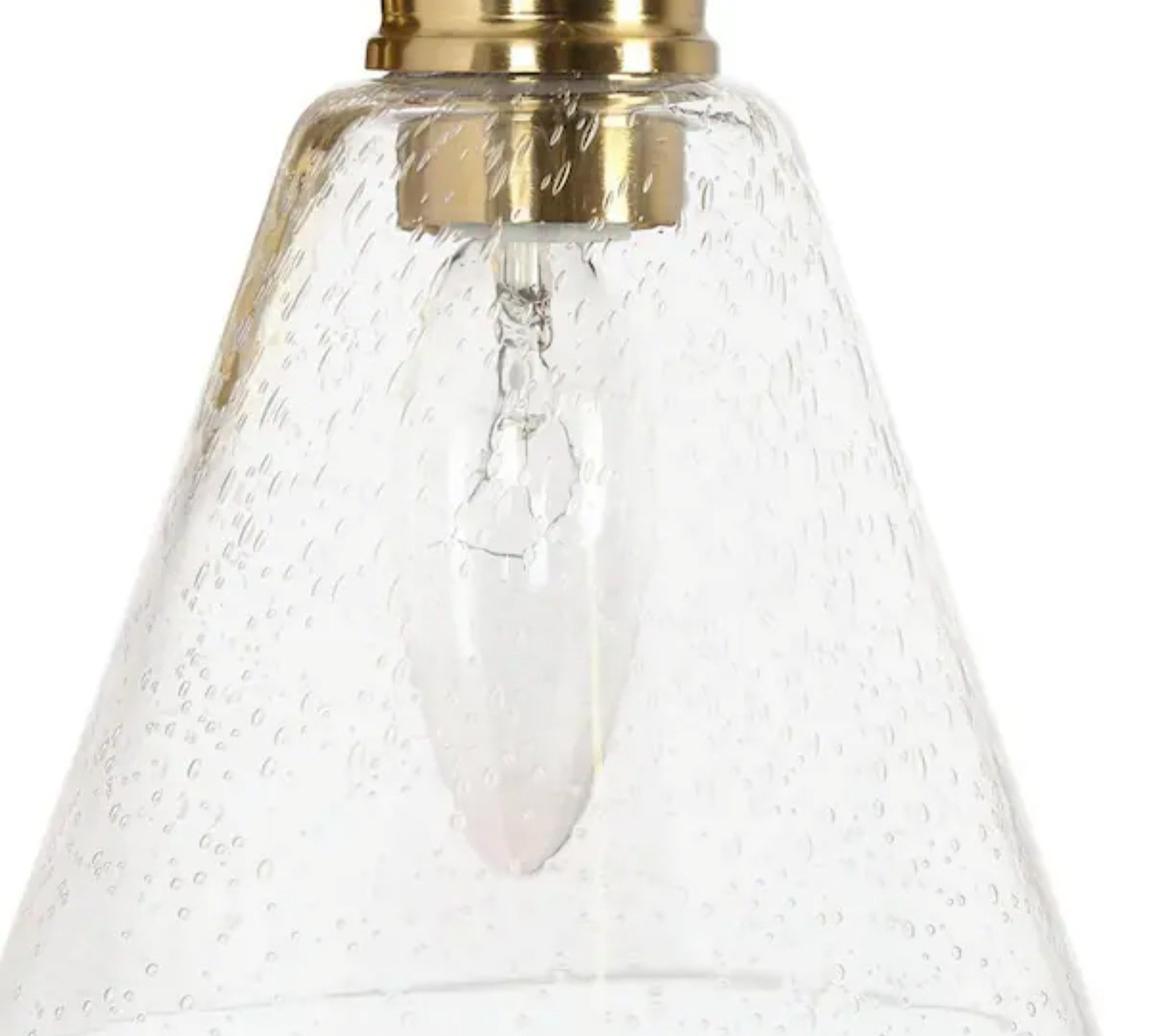 Modern 21.5in W 3Light Plated Natural Brass Vanity Light Bell Clear Seeded Glass