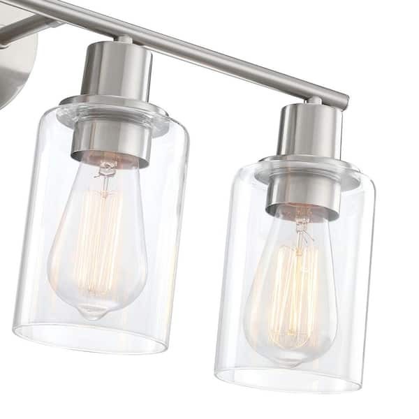 Pia Ricco 23.09 in. 4-Light Brushed Nickel Bathroom Vanity Light Fixture 41954BN