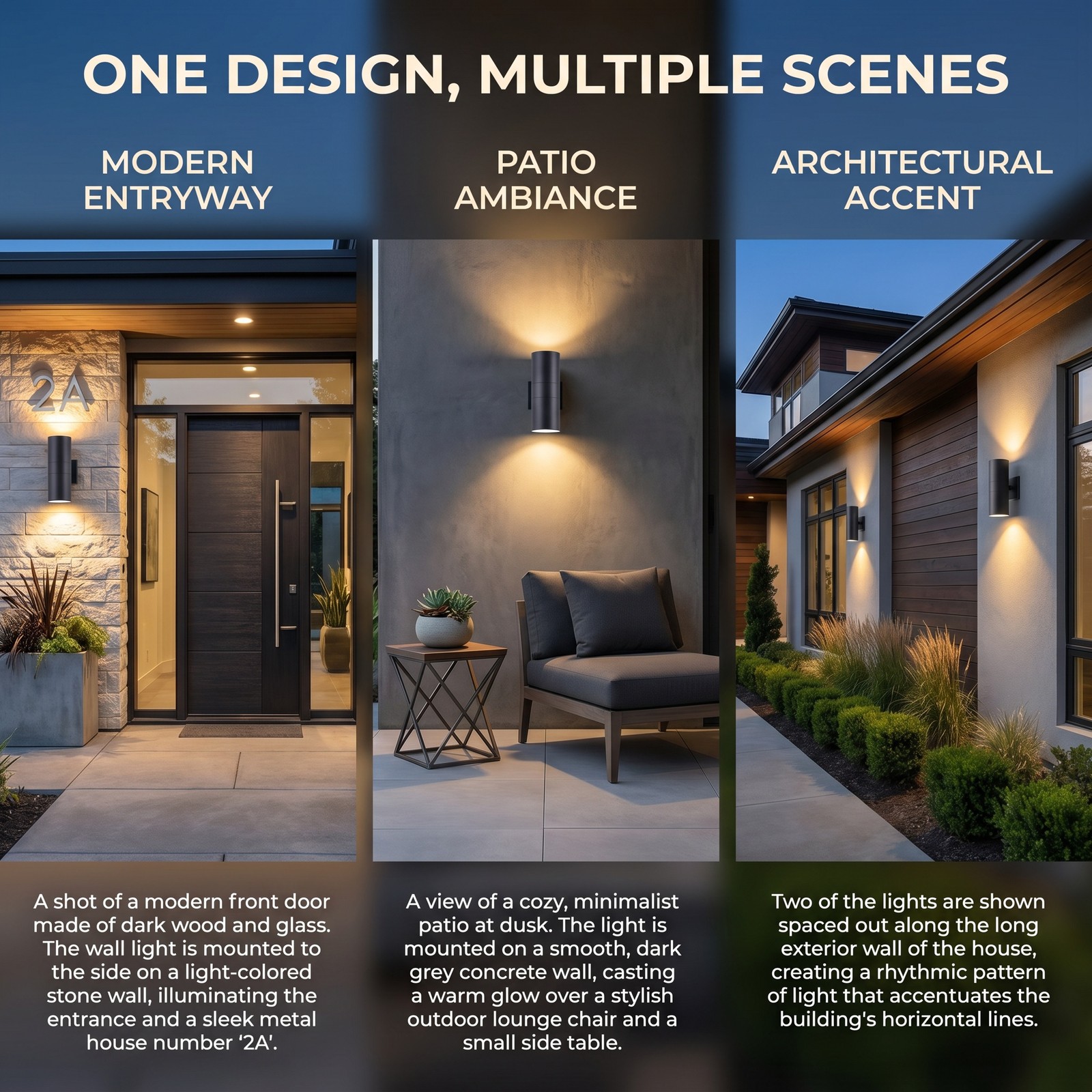 4 Pack 12 inch Porch Modern Black Metal Outdoor Wall Light Sconce Mount Fixture