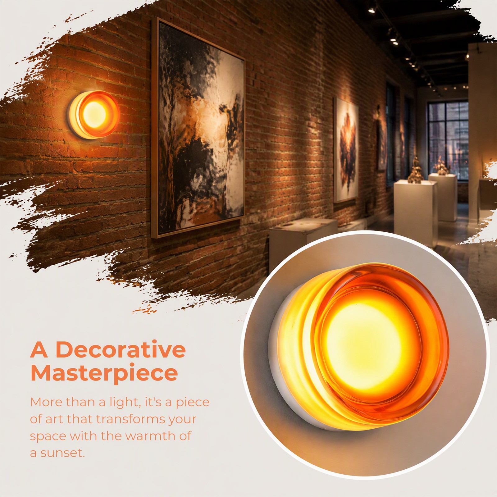 5″ Indoor LED Wall Lamp Thick Glass Sconce Orange Ceiling Light Fixture Bedroom