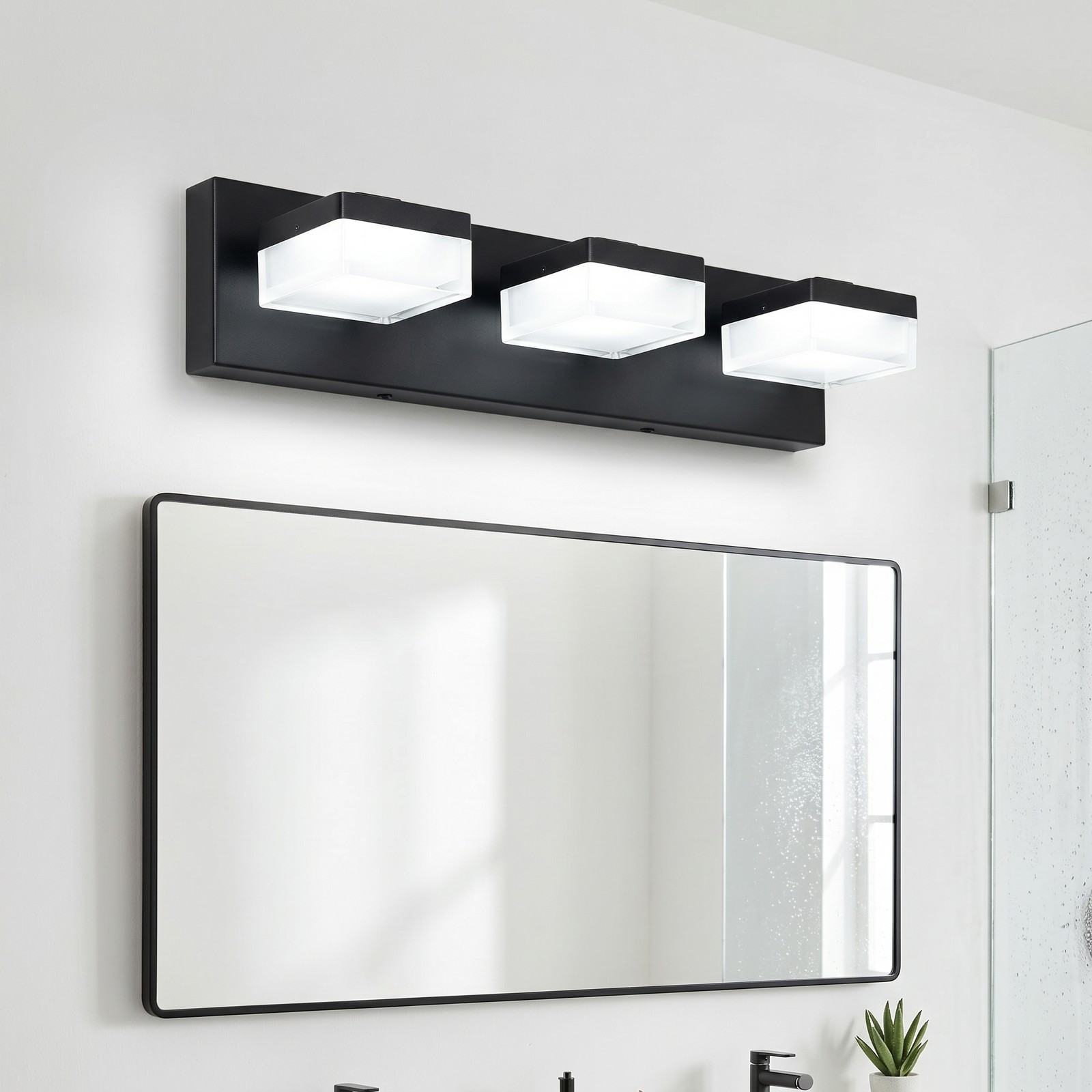 18» Vanity Light 3 Lights LED Bathroom Mirror Wall Sconce Matte Black Fixture