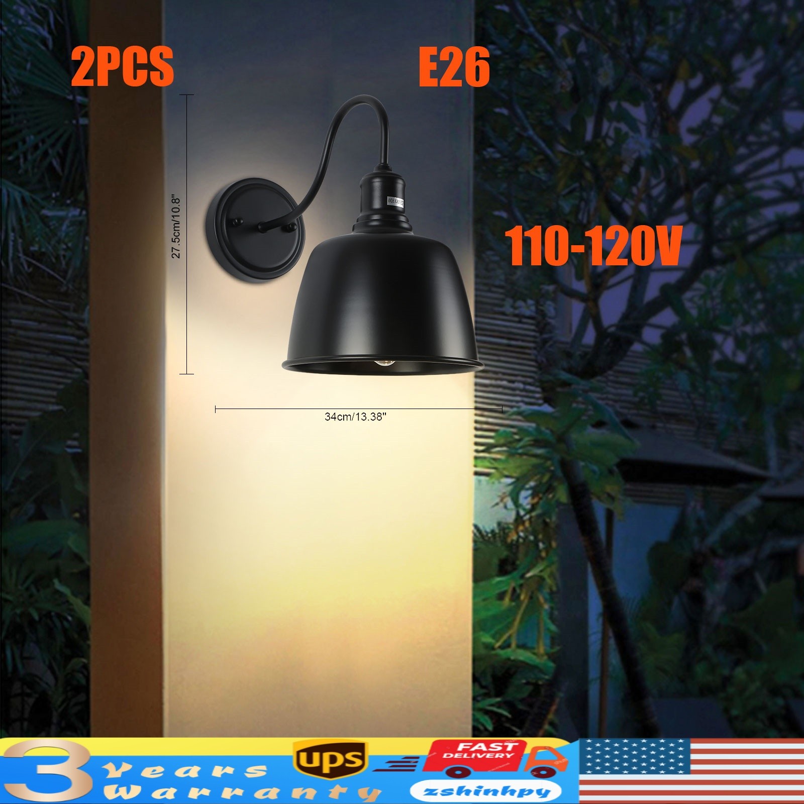 2pc Wall Fixture Wall Sconces Lighting Fixture Bedside Wall Mounted Reading Lamp