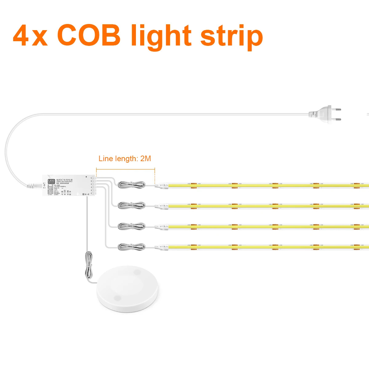 Dimmable LED Cabinet Light COB Strip Kitchen Shelf Pantry Showcase Bedroom