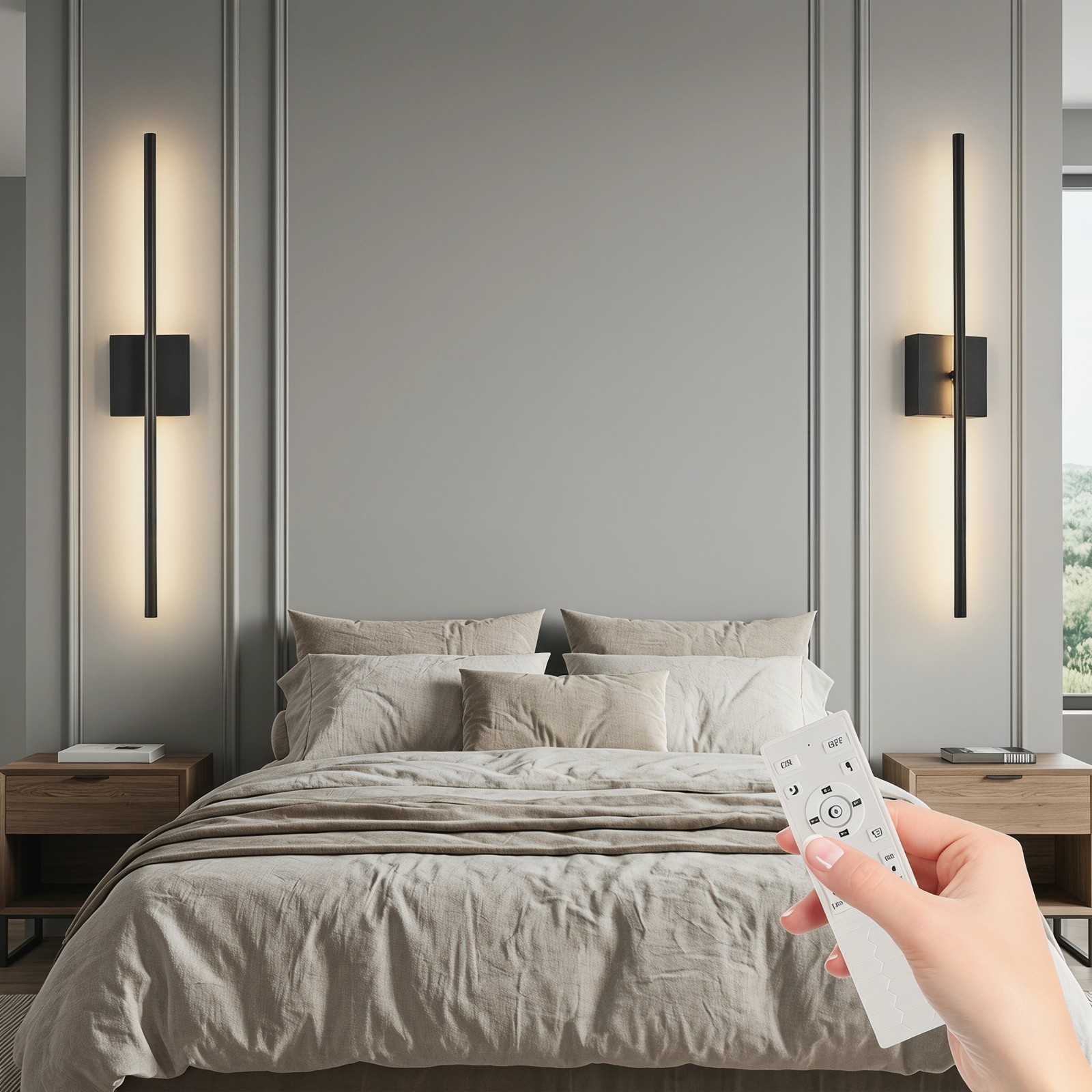 2 Pack 28 inch LED Dimmable Wall Light Indoor with Remote Control Sconce Fixture