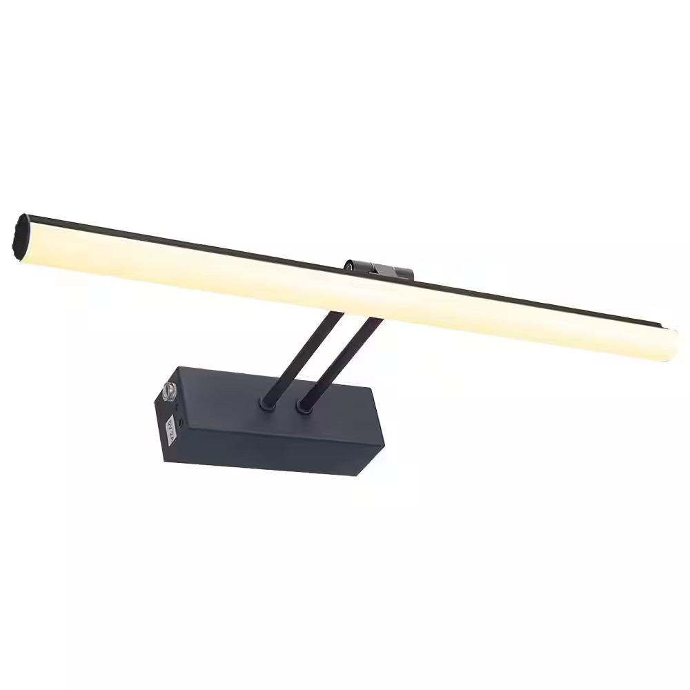 Wireless Rechargeable 16 In. Wall Mounted Black LED Picture Light with Remote Co