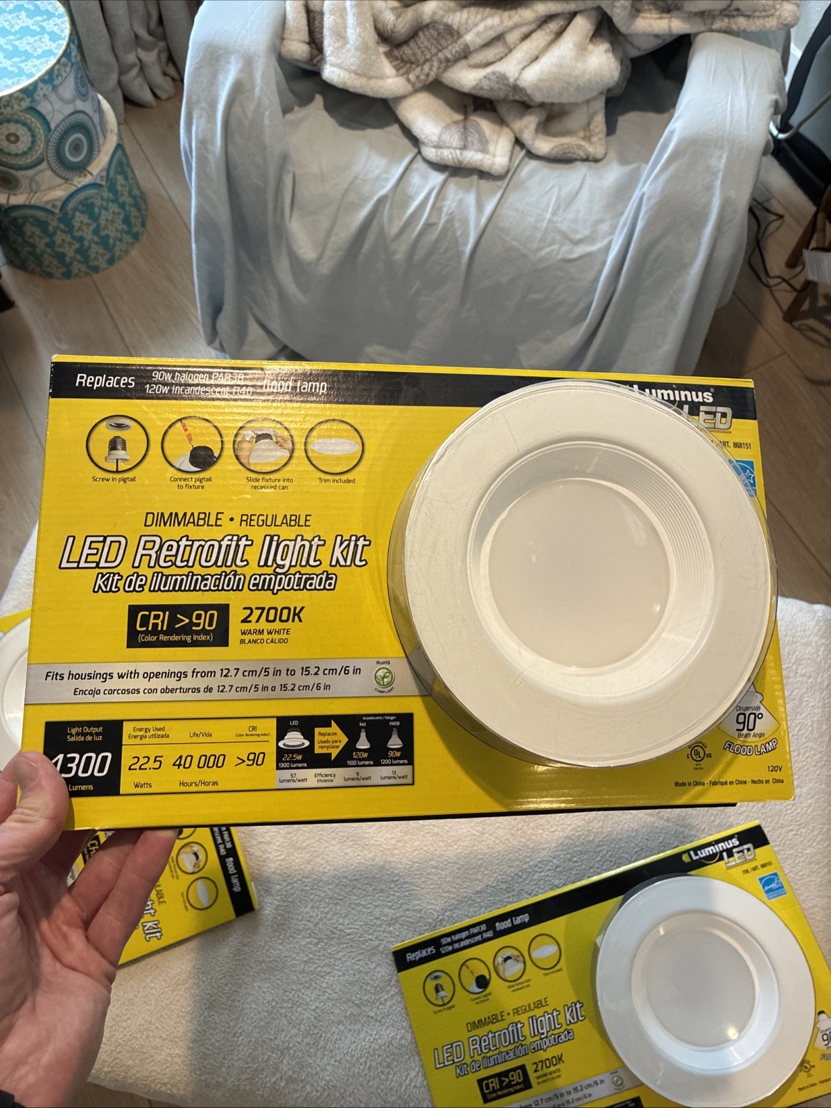 Luminus LED Dimmable Retrofit Light Kit 1300 Lumen Warm White Flood Lights