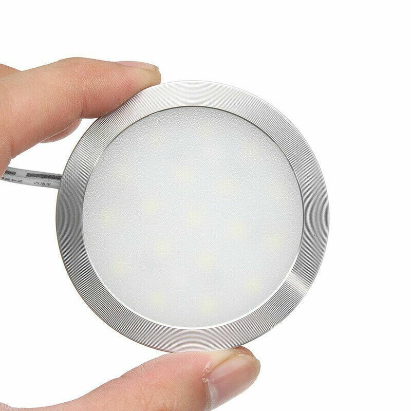 4-12PCS LED Puck Light Under Cabinet Lighting Kit Kitchen Room Counter Wired