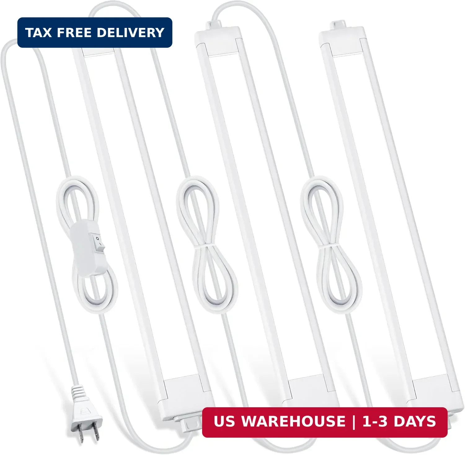 3 Pack Plug in Under Cabinet Lighting for Kitchen, 6500k Bright Under Counter Li
