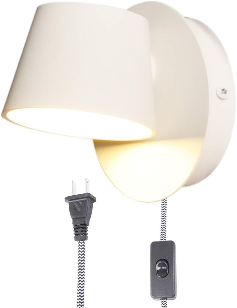 Rotatable Modern Wall Lamp with Plug-in Switch for Bedroom & Living Room
