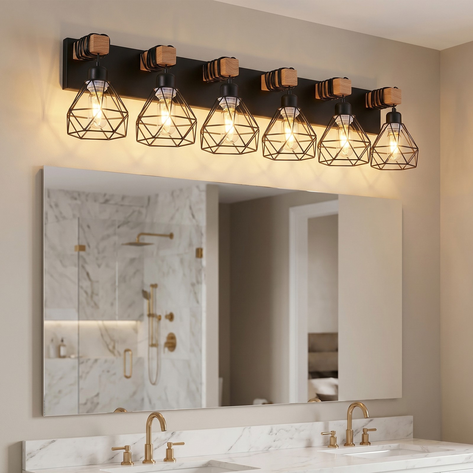 38″ Farmhouse Vanity Light Bathroom Mirror Wall Lamp Metal Cage Sconce Fixture