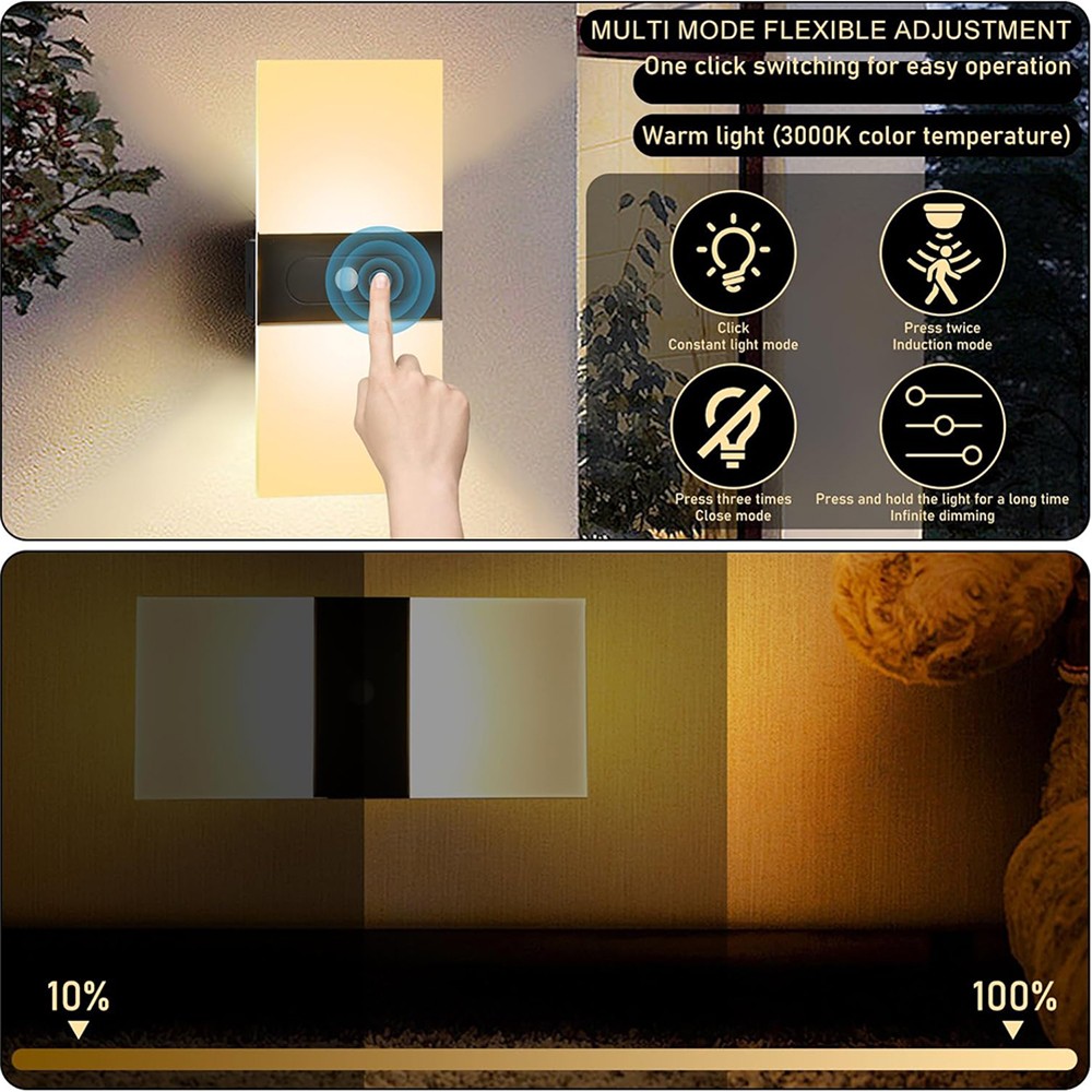 4PCS Motion Sensor Wall Sconces, Battery Operated Wall Sconce Rechargeable Light