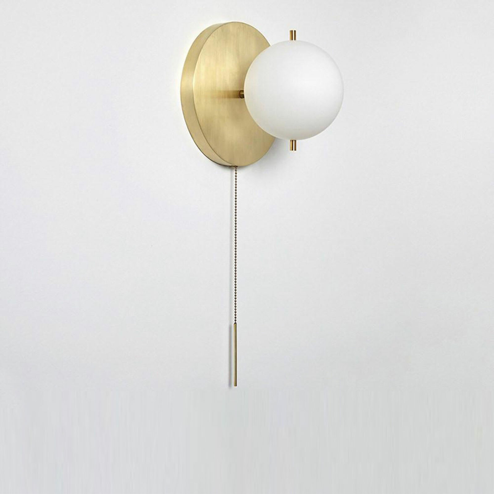 LED Wall Light Contemporary Globe Glass Bedside Lamp Wall Sconce With Pull Chain
