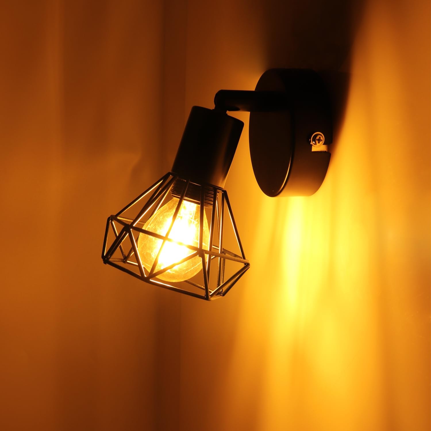 Wall Light Indoor Black 2 Piece, E14 Wall Lamp Vintage, Metal Wall Spot Indu…