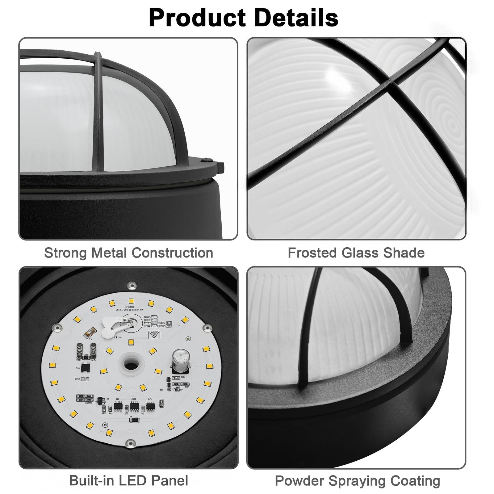 8″ Nautical Outdoor Light – Black Round Bulkhead LED 3000K, 1500LM, 15W Sauna…