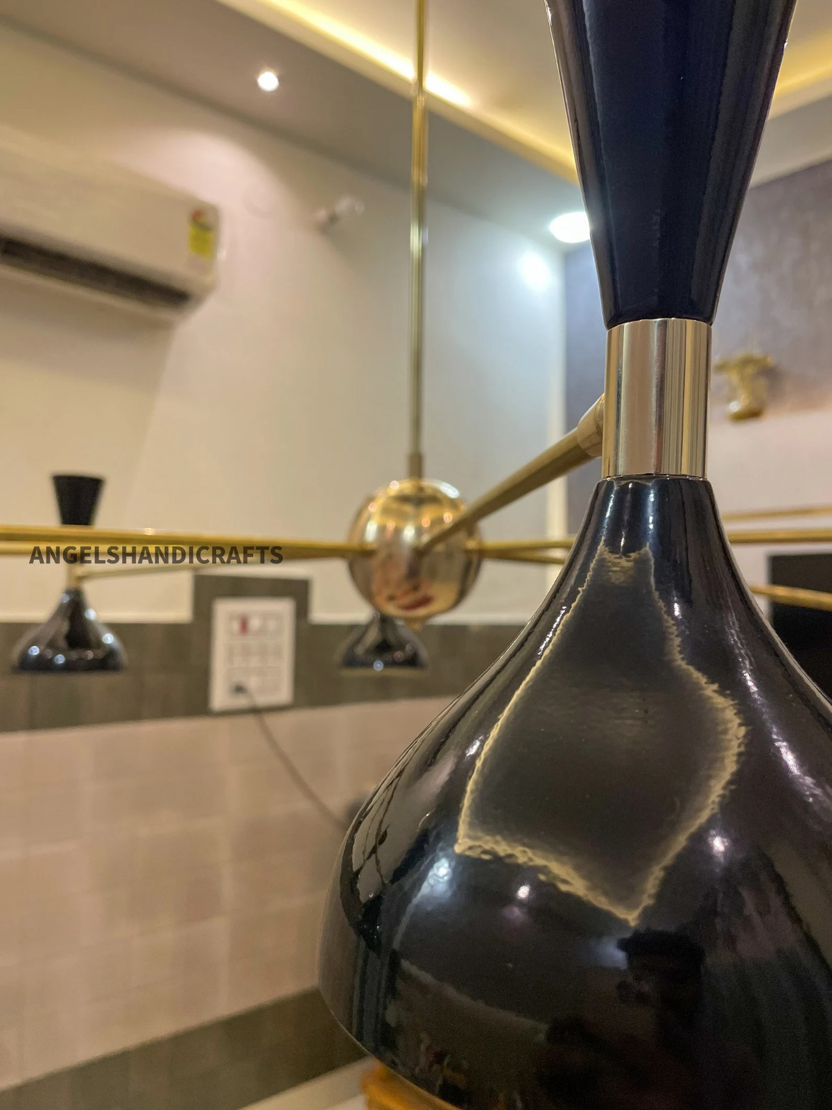 8 Arm Handmade Brass Chandelier: Sputnik Pendant Ceiling Light For Bedroom