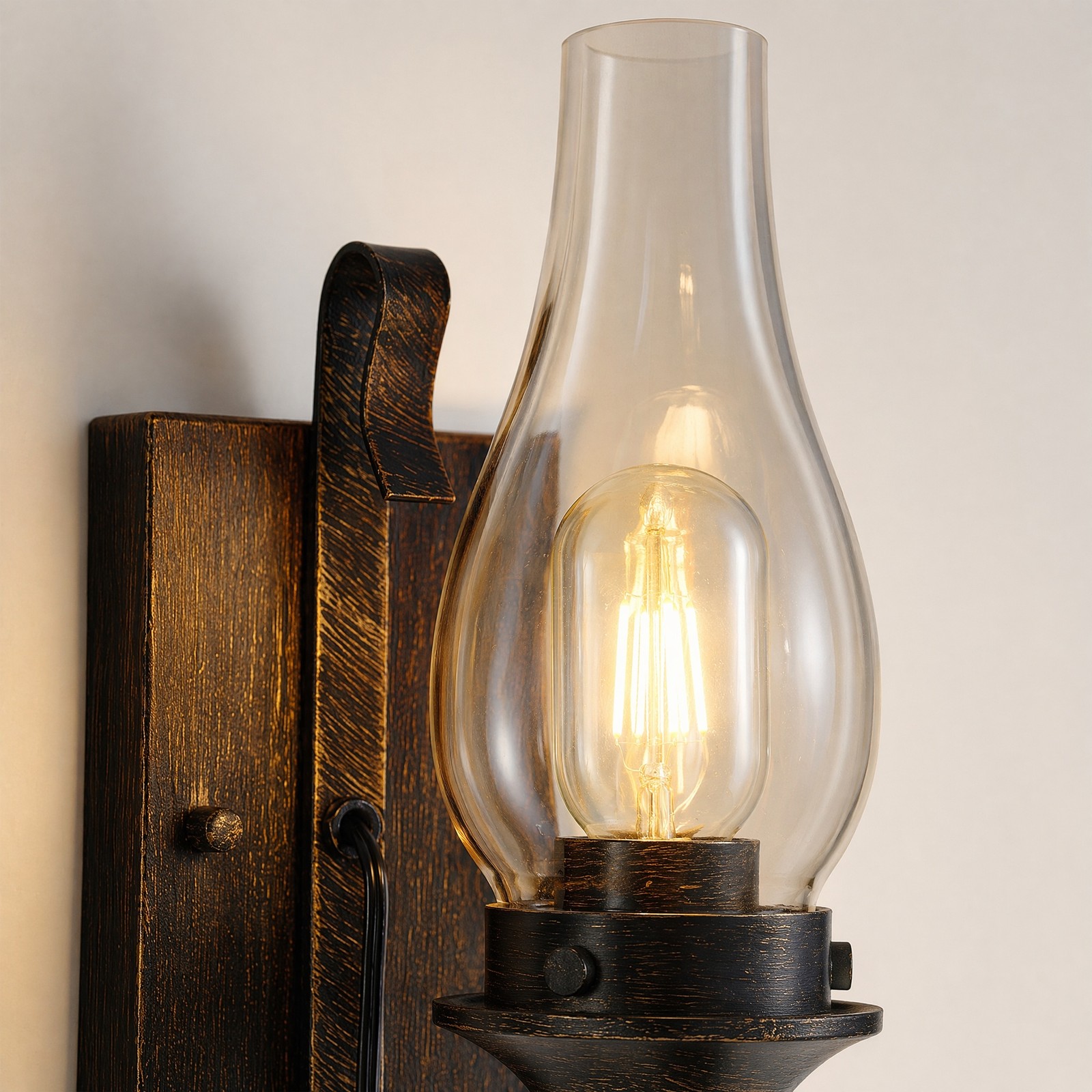 2 Pack 12 in Indoor Retro Rustic Oil Rubbed Bronze LED Wall Light Sconce Fixture
