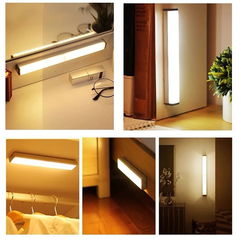 LED Motion Sensor Cabinet Closet Light Under Rechargeable Kitchen Strip Lamp