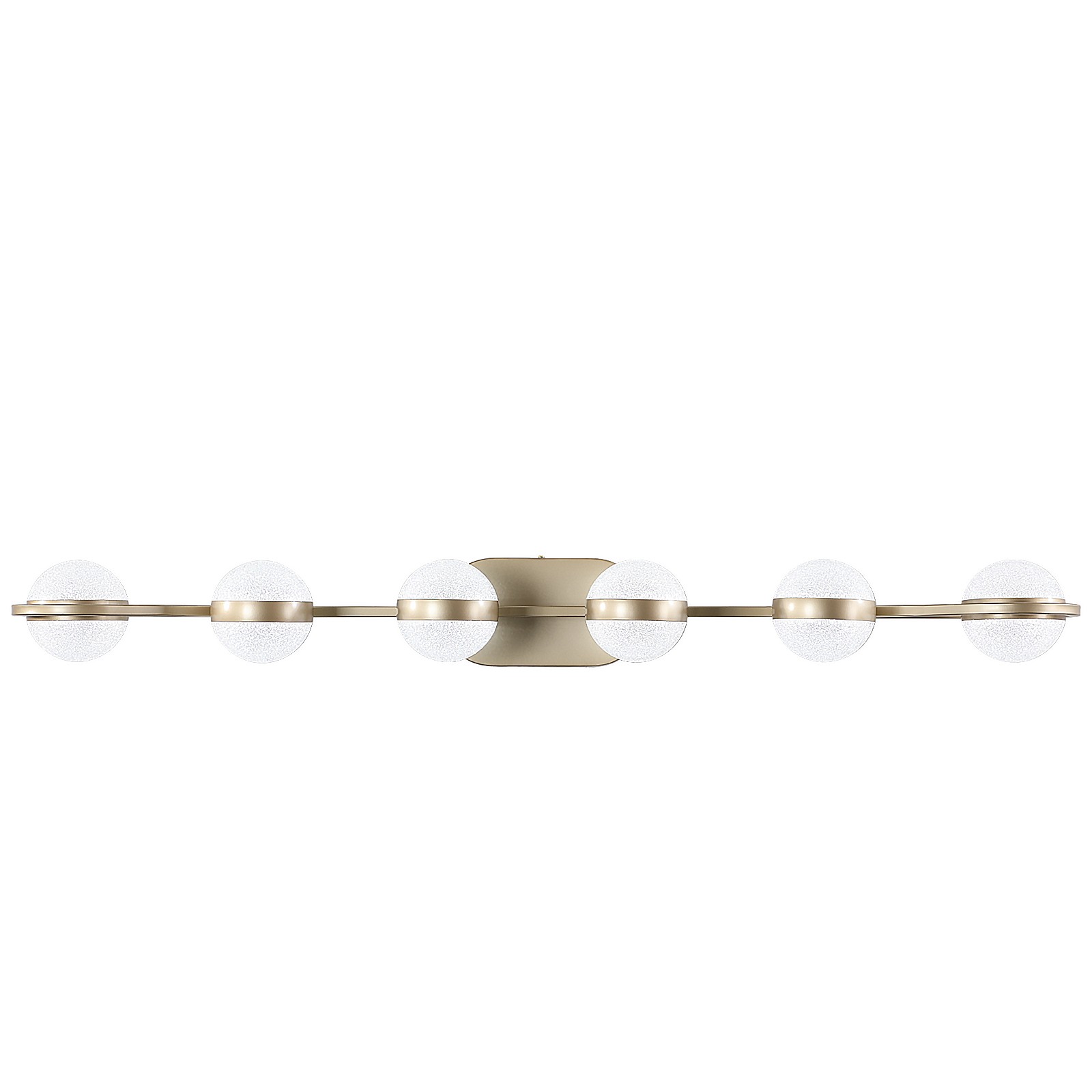 43 Inch Gold Vanity LED Light 6 Lights Fixture Crystal Sand Acrylic Shades